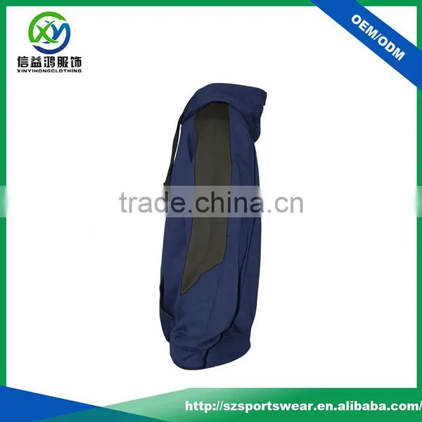 Top Quality Polyester / Cotton Blue With Dark Gray Running Hoodie photo-2