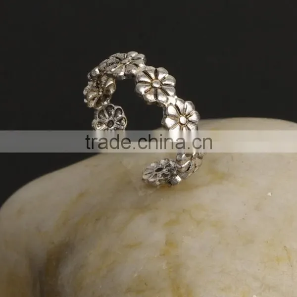 Vintage Silver Plated Anel Flower Finger Foot Midi Ring Footwear Rings Jewelry photo-2
