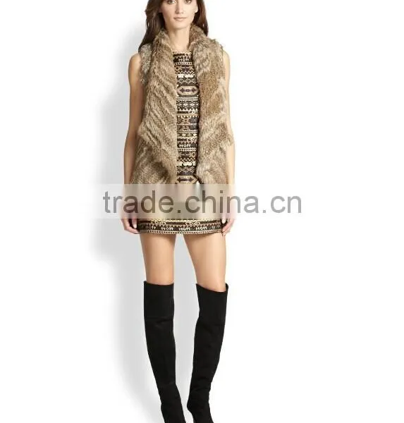 YR677 Hot Sale Women Winter Fur Vest Knitted/2015 Fur Vest Tongxiang photo-5
