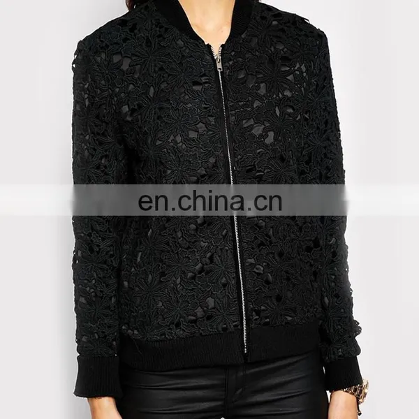 Bomber Black Lady Jacket in Lace photo-4