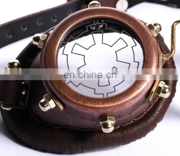 Steampunk Pilot Style Goggles With Cogwheel Screenprint Clear Glass photo-3