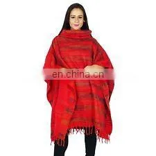 Indian Long Ponchos Poncho Plus Size Clothing Boho Gypsy One Size With Hood Women Ponchos Long Top Wool Blend Winter Sweater photo-2