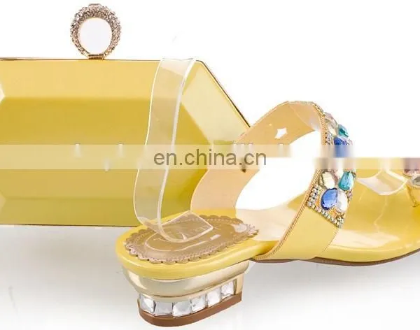 Yellow Nude Lady Dress Shoes Crystal Wedding to Match 2015 photo-2