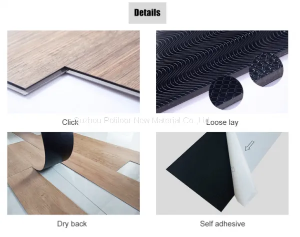 Plastic Flooring Sheet Tiles Glue Down 2.5mm Thickness 0.7mm Wear Layer photo-4