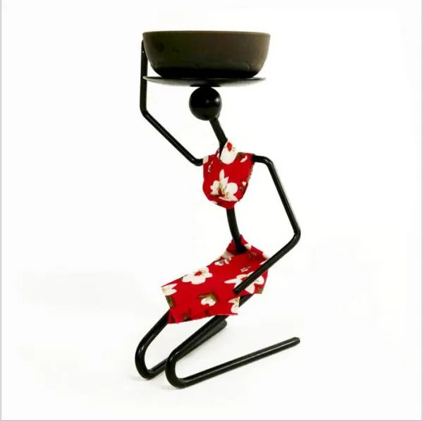 Banquet Party Snack Dish Tableware Stand Iron Candlestick African Woman Decoration Candle Holders photo-3