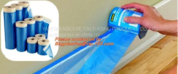 43.3 Inch Roll Plastic Pre-taped Masking Film, Drop Cloth, Masker Roll for Car Paint, Plasti Dip Masking, Auto Paint Ove