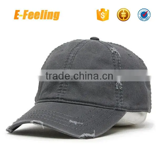Plain Washed Cotton Twill Distressed With Heavy Stitching Baseball Cap photo-2