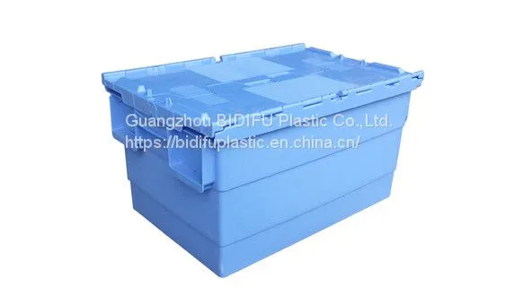 Stackable Logistic Plastic Crate Tote Box With Lid