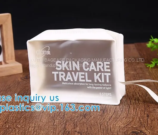 Biodegradable Custom Logo Travel Vinyl Waterproof Beach Zipper Cosmetic Bag TPU PVC Toilet Wash Bag photo-2