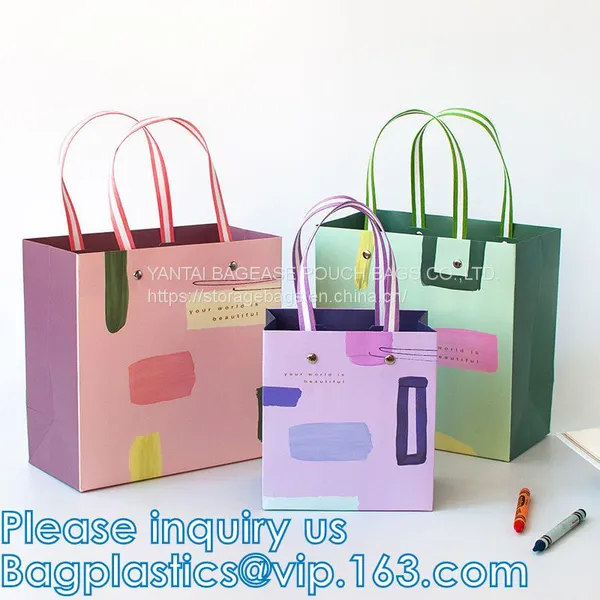 SQUARE BOTTOM, Custom Logo Kraft Paper Bag, White Kraft Paper Shopping Bag, Luxury Printed Packaging Paper Gift Bag photo-4