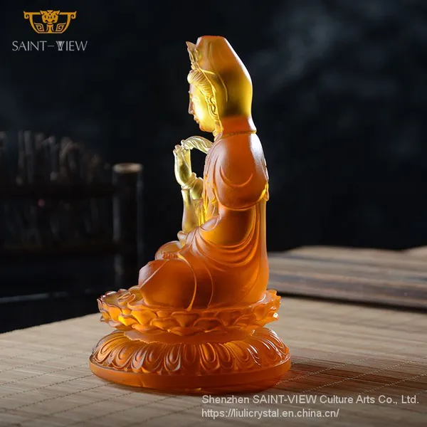 2022 Latest New Design Crystal Art Liuli Kwan Yin Female Buddha Statue Accept Custom Size photo-2