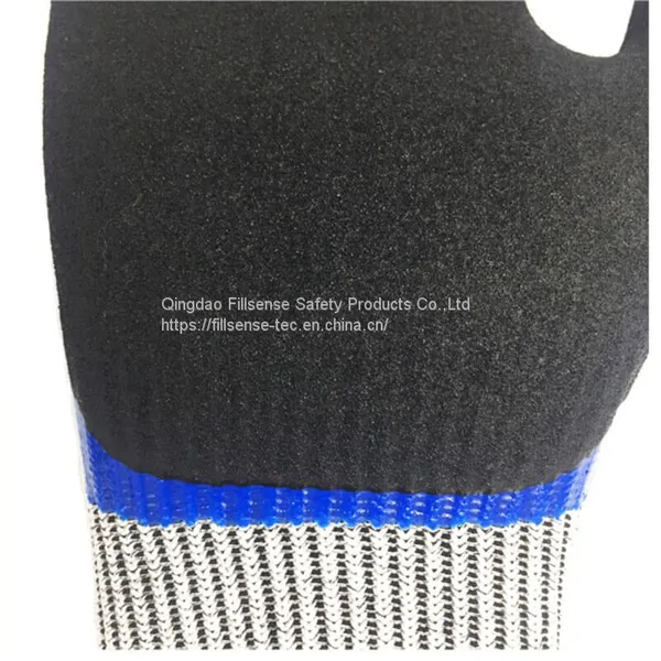 Anti Cut Level 5/C 13 Gauge UHMWPE(HPPE) Liner Nitrile Fully and Sandy Coated Cut Resistant Working Safety Gloves photo-4