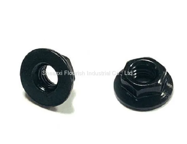 M20 DIN6923 Carbon Steel Hex Flange Nut Black Zinc Plating photo-2