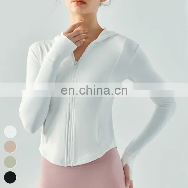 Breathable Activewear Custom Slim Fit Top Zipper Long Sleeve Gym Fitness Wear Sports Hooded Jacket Yoga Jacket For Women photo-5
