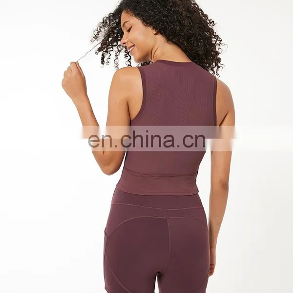 OEM & ODM Supplier Custom Logo Ribbed Fashion Gym Wear Sleeveless Yoga Crop Tank Top photo-3