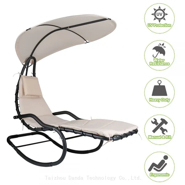 Grey Color Outdoor Modern Design Rocking Chair Indoor/Outdoor Leisure Swing Hanging Chair photo-4