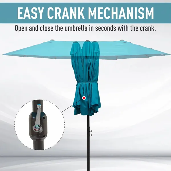 Heavy Duty 15FT Double Head Patio Umbrella Polyester Air Vent Wind-Resistant Outdoor OEM Rectangular Umbrella photo-4