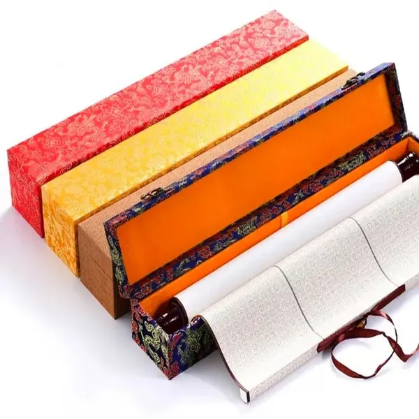 Xuan Paper Hand Scroll for Painting Calligraphy Cinnamomum Camphora Storage Sword Package Gift Box photo-2