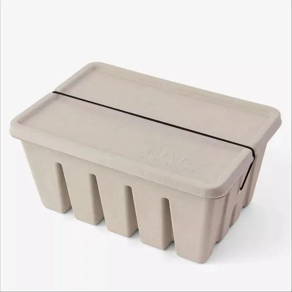Recyclable Molded Pulp Storage Box With Heavy Duty Stackable Eco-friendly Water Resistant photo-4