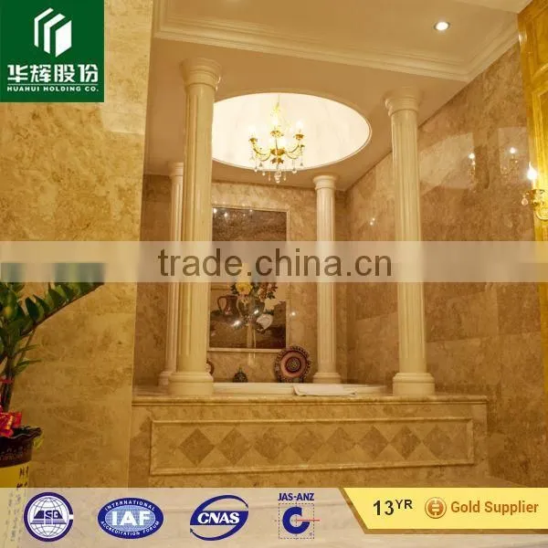 New Crema Marfil Marble Roman Roumd Column Pillar With Tan Brown Cap and Base photo-3