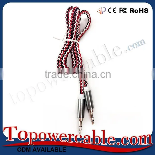 Best Braided Woven Fabric Audio Auxiliary AUX Wire Cable For Car Stereo And Speakers photo-4