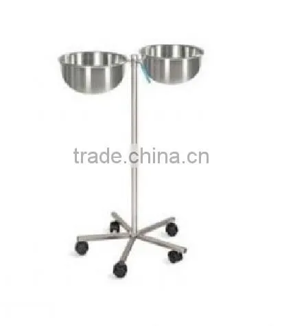 STM - 124 Stainless Steel Double Bowl Mobile Stand Stainless Steel Furniture , Hospital Fourniture