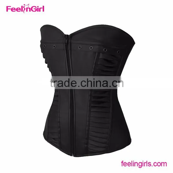 Underbust Zipper Sexy Mature Brown Steampunk Corset photo-4