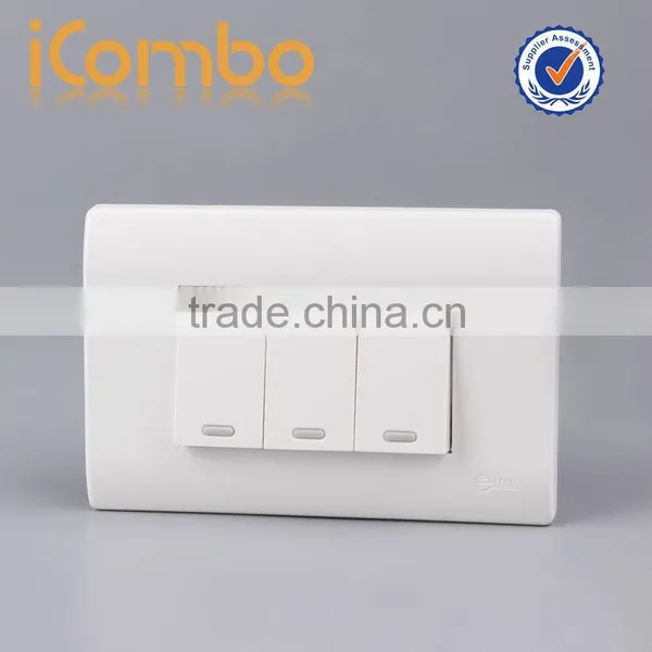 Icombo PB3116 3Gang 1Way Click Light Cover Switch Wall Plate photo-2