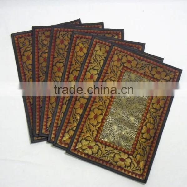 Indian Silk Table Runner With 6 Place Mats & 6 Coaster in Green Color Size 16*62 photo-2