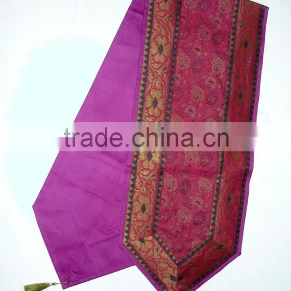 Placemats and Coaster in Pink Color Indian Silk Table Runner photo-4