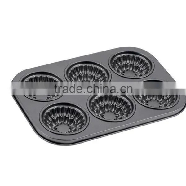LFGB Approved Carbon Steel Non-stick Cake Pans of Muffin Pan With 6 Cups photo-5