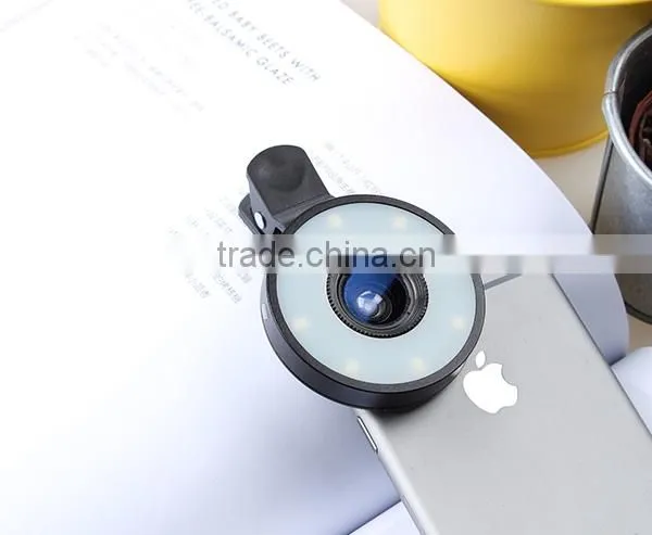Angle Selfie Lens With LED Flash Fill-in Light for IPhone Samsung LG Mobile Phone Purple