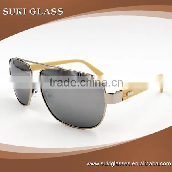 Fashionable Bamboo Arms Metal Frame Aviator Sunglasses Sport Sunglasses