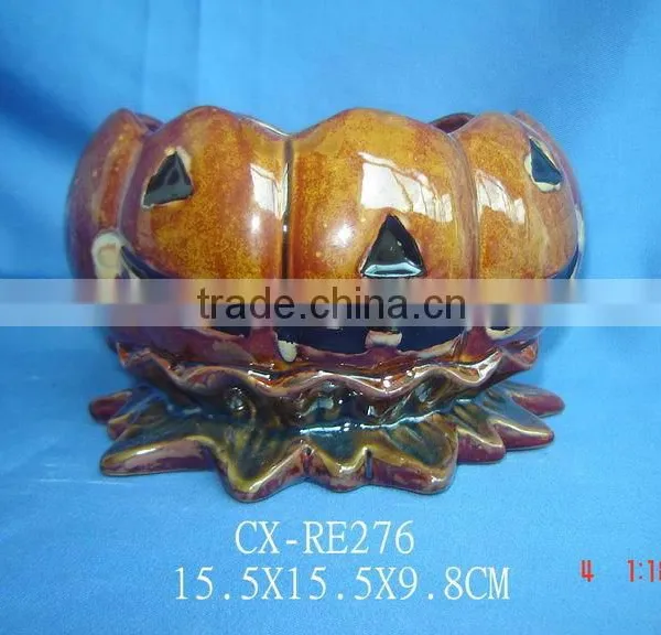 Ceramic Pumpkin Halloween Candy Bowl photo-3
