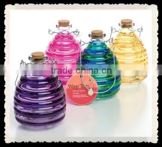 Colored Glass Hanging Wasp Trap