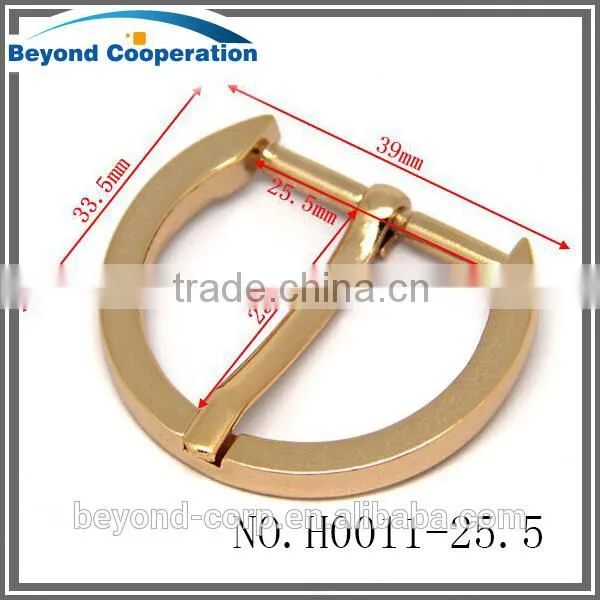 25.5 mm D Buckle for Bag Curved Pin Buckle Shiny Gold Plated Durable Iron Prong Zinc Buckle