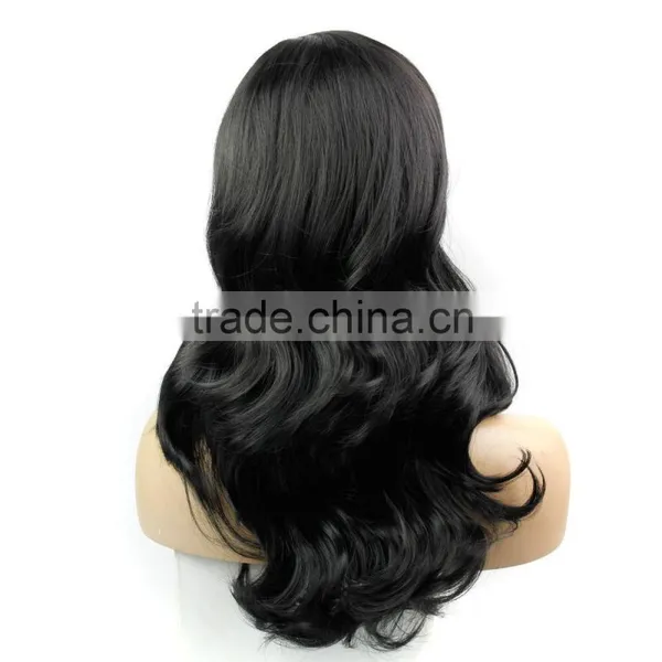 Cheap 24" Women's Long Wavy Curly Hair Wig Synthetic Natural Black Hair Wig Heat Resistant African American Wig For Black Women photo-2