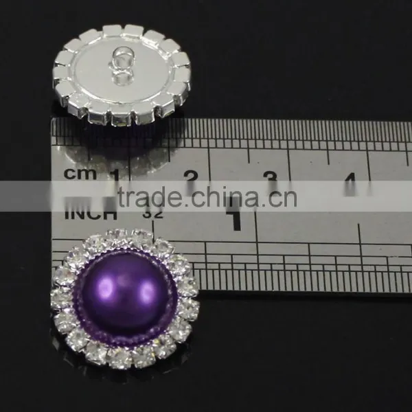 Round Dark Purple Pearl Rhinestone Button Embellishment With Shank photo-2