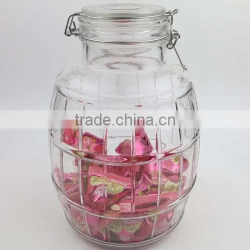 Big Capacity Glass Storage Jar With Glass Lid, Glass Hermetic Clip Jar, Glass Cookie Jar