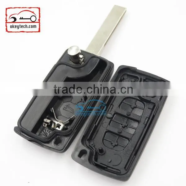 Good Price Peugeot 3 Button Flip Romote Key Shell for 307 Blank With Battery Place Car Key Peugeot 0536 Romote Key Case photo-3