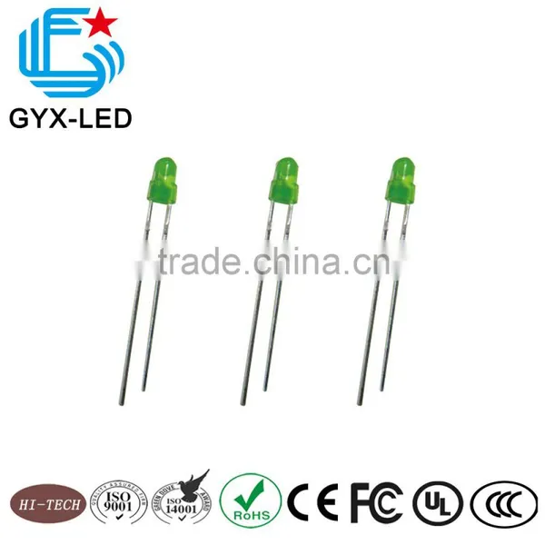 RoHS and REACH Compliant ultra green 15000mcd 3mm round type DIP LED