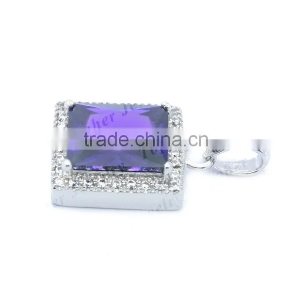 925 Sterling Silver Jewelry Big Amethyst Stone Pendant photo-2