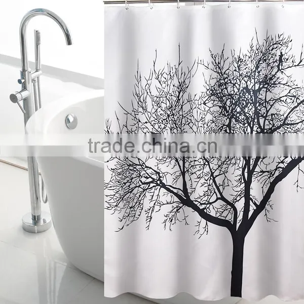 Grey Color Polyester Print Fabric Bathroom Shower Curtain Panel photo-5