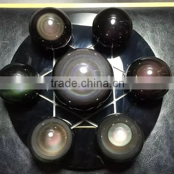 Star Gems Stone Ball/Spheres Set/7 Color Magic Chakra Healing Spheres Rainbow Obsidian Crystal Round