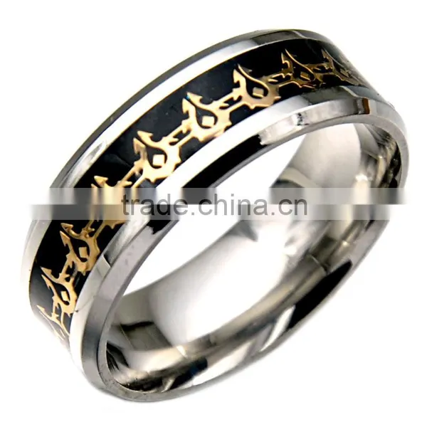 2016 Silver Wedding Band Jewelry Unique Pattern Stainless Steel Polished Rings for Mens photo-5