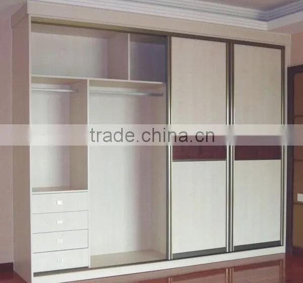 Wooden Closet Wardrobe With Rail Sliding Closet Doors