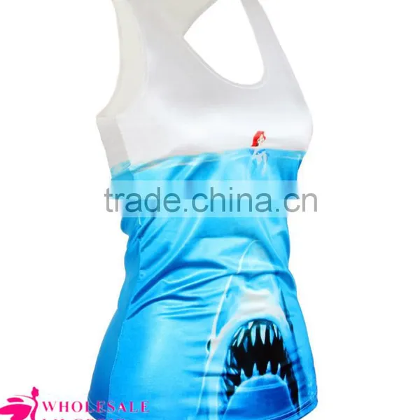 2015 Summer Style Blue Shark Print 3D Tank Top Ladies Tank Top photo-2