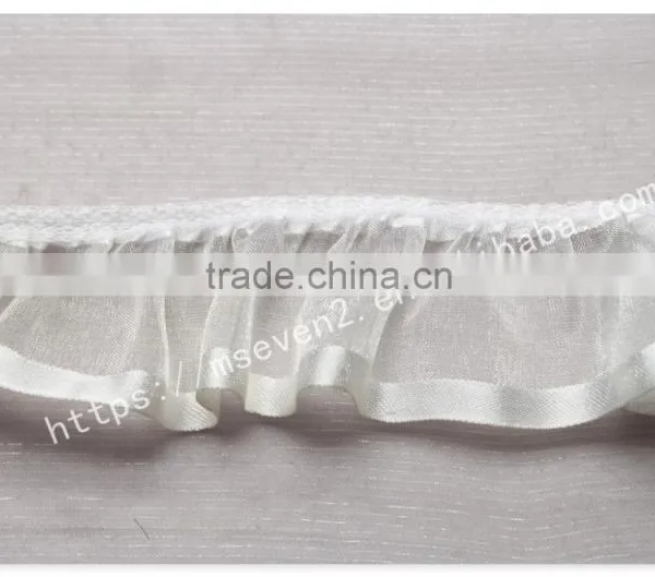 High Quality 4cm Width Folded Organza Fabric Trim in Silver photo-2