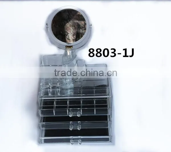 Wholesale Three Tiers Acrylic Drawer Storage Organizer for Acrylic Makeup Organizer With Mirror
