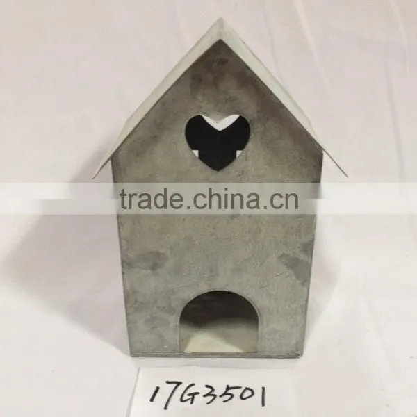 China Special Design Grey Little House Shape Garden Metal Flower Pot Planters photo-2